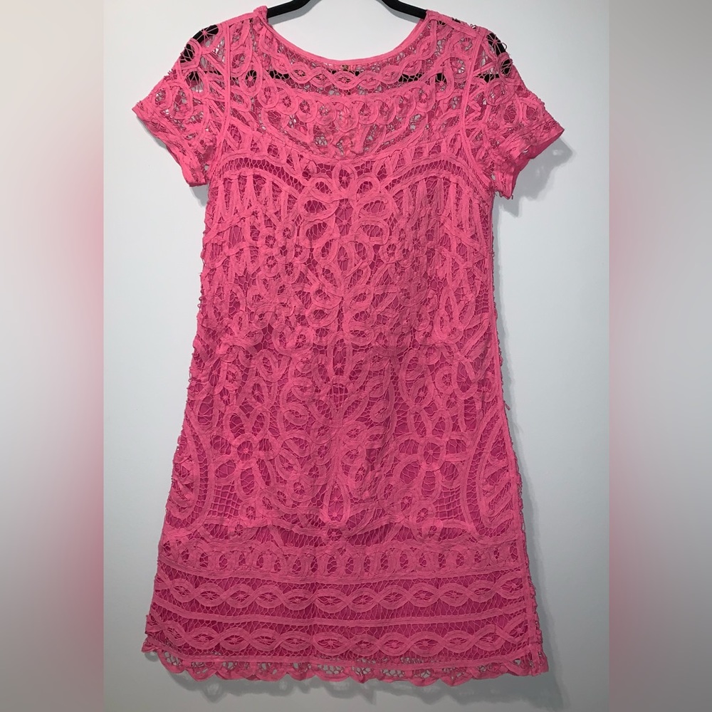 Lilly Pulitzer Courtin Lace pink shift dress size M medium